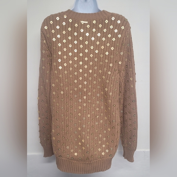 Michael Kors New Without Tags Knit Sweater Gold Sequins S - Picture 2 of 4